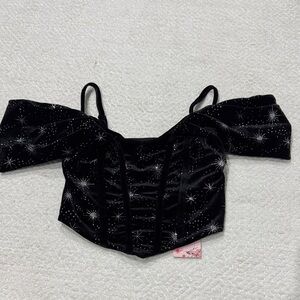 NWT SHEIN Black Velvet Off-Shoulder Top Size S